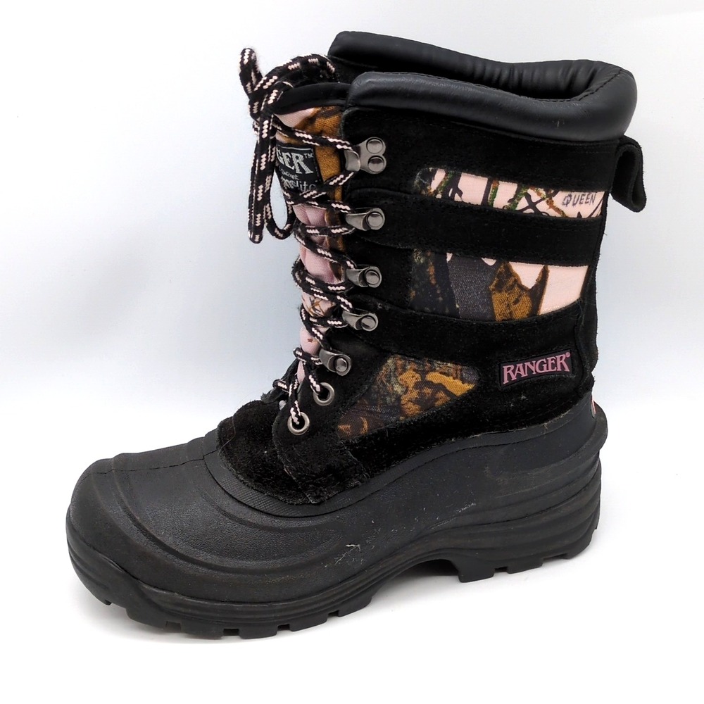 Ranger Boots Womens Black Camo 7 Insulated Snow Winter Shoe‎ Thermolite 0815